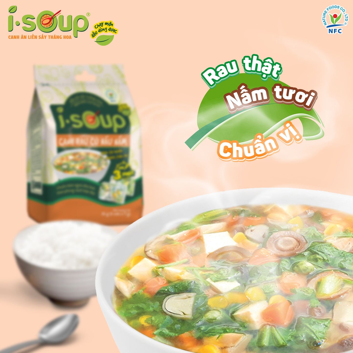 Canh Rau Củ Nấu Nấm Ăn Liền ISOUP 35g 05 Viên - Viên Thăng Hoa