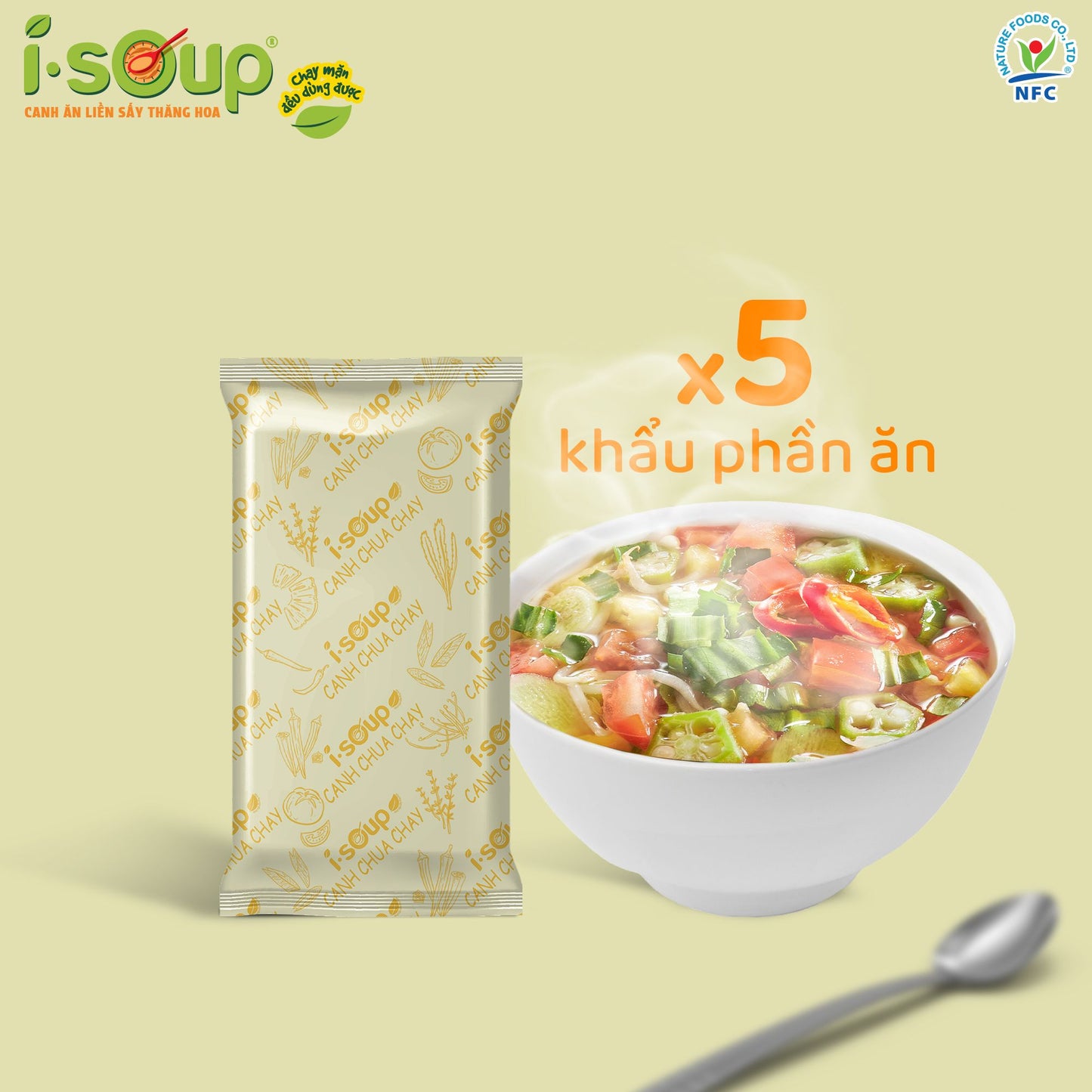 Canh Chua Chay Ăn Liền ISOUP 50g 05 Viên - Viên Sấy Thăng Hoa