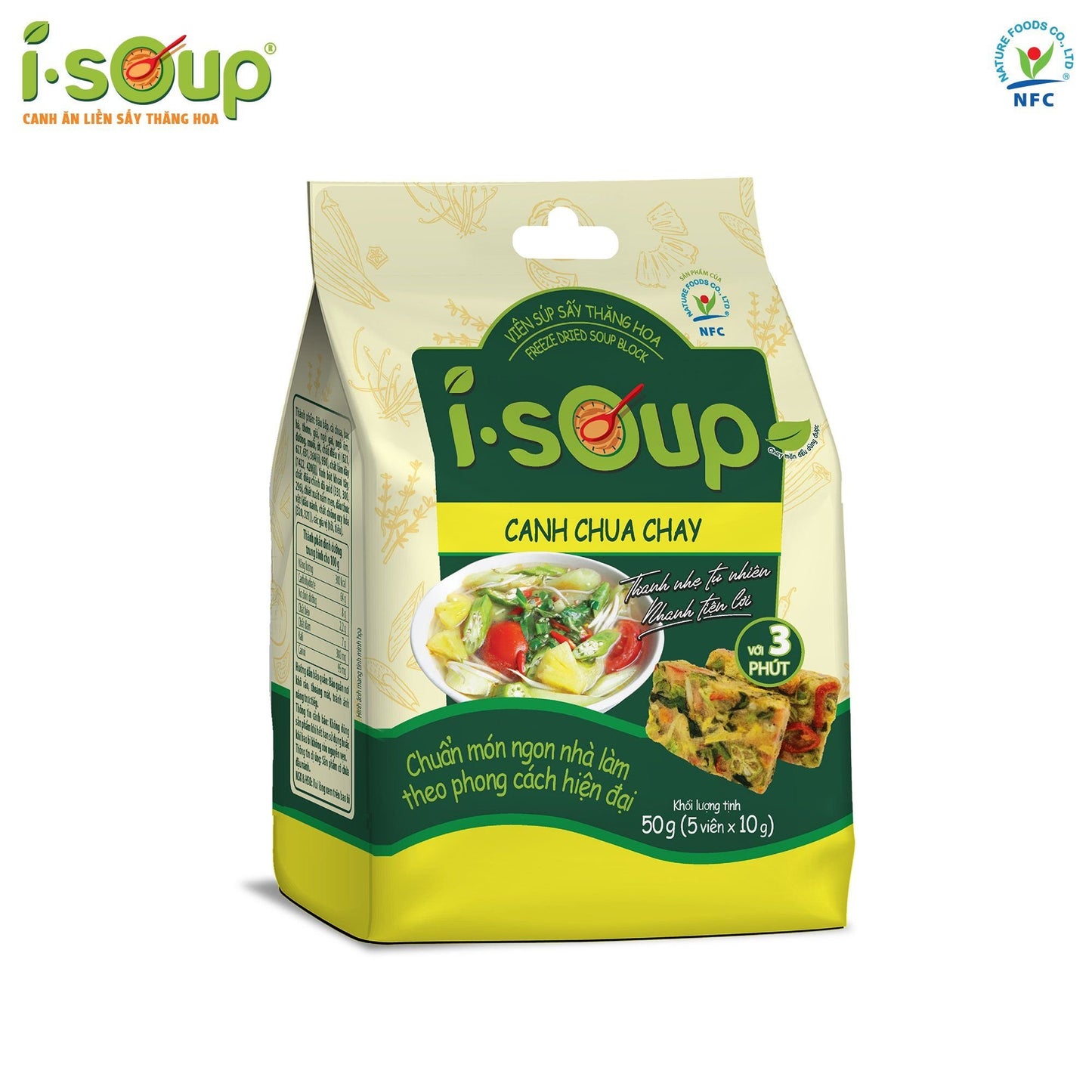 Canh Chua Chay Ăn Liền ISOUP 50g 05 Viên - Viên Sấy Thăng Hoa