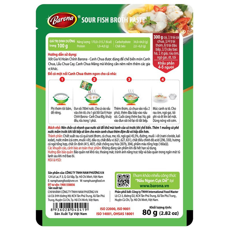 Xốt Gia Vị Hoàn Chỉnh Barona - Canh Chua 80g