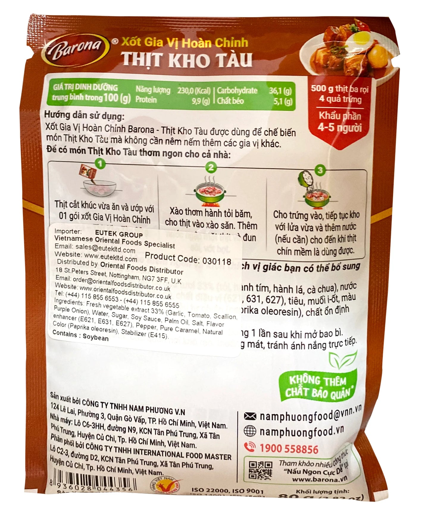 Xốt Gia Vị Hoàn Chỉnh Barona - Thịt Kho Tàu 80g
