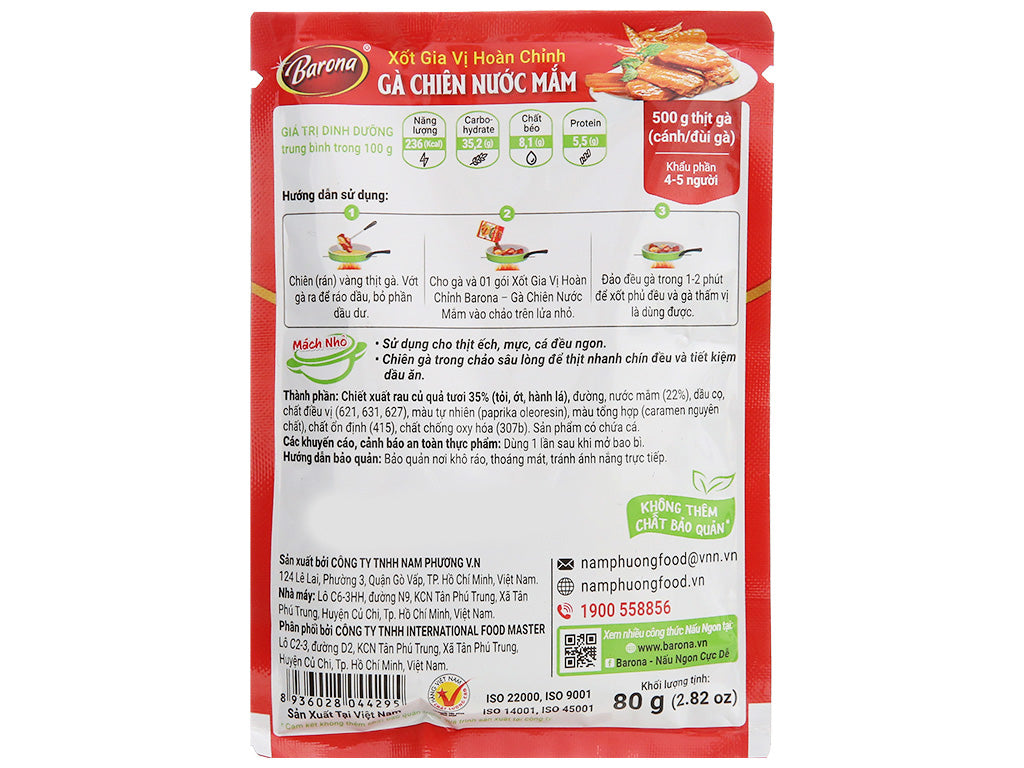 Xốt Gia Vị Hoàn Chỉnh Barona - Gà Chiên Nước Mắm 80g