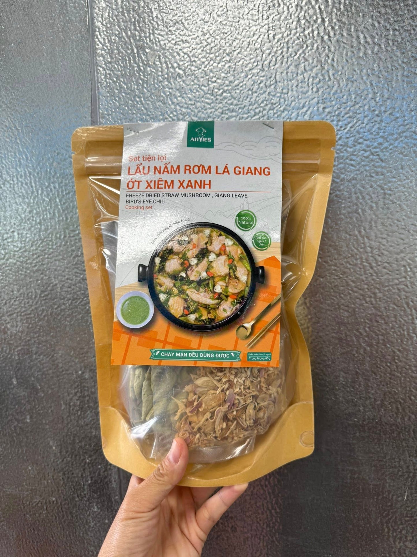 Set Lẩu Nấm Lá Giang Ớt Xiêm Anvies 65g