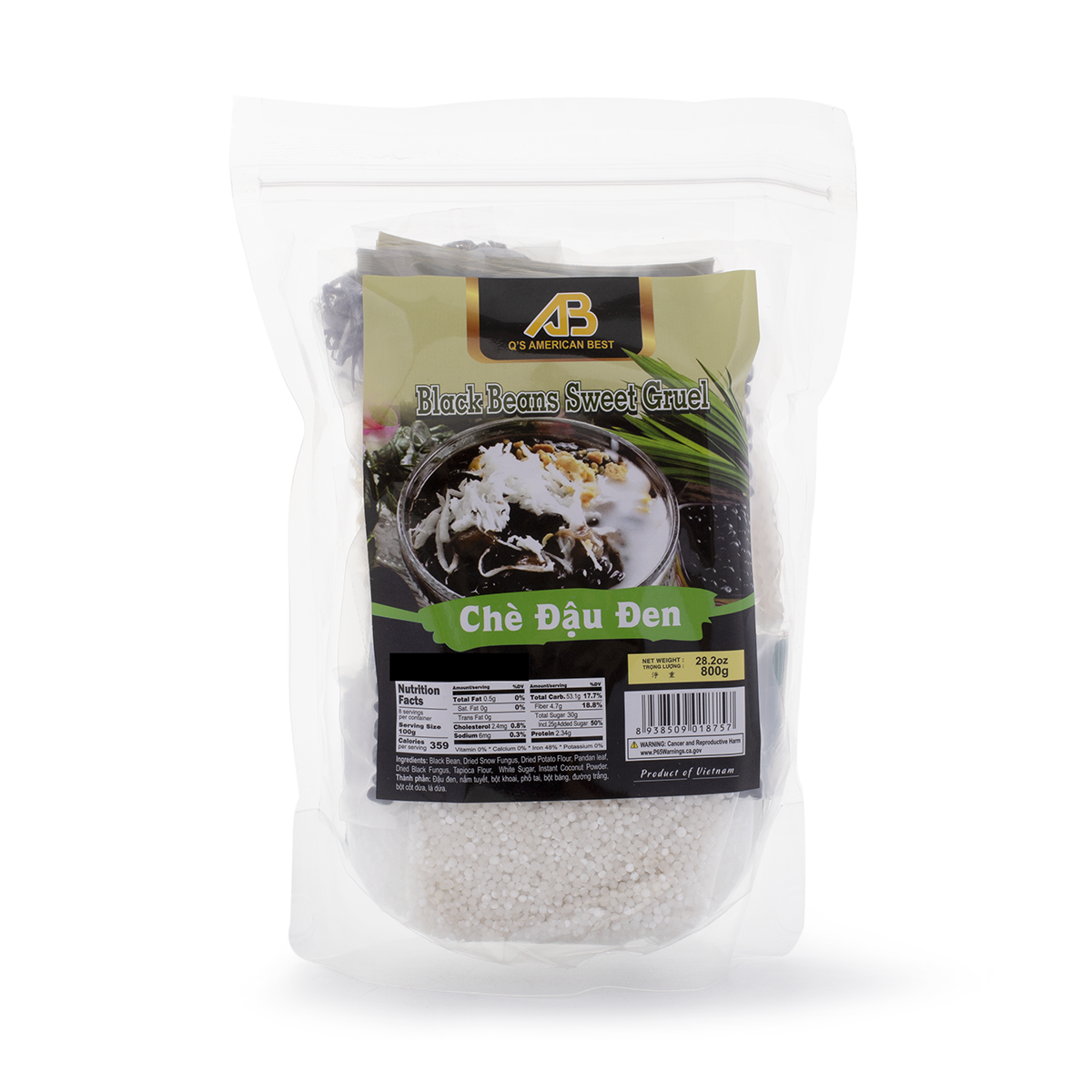 Set Chè Đậu Đen Q'S American 800g | Black Beans Sweet Gruel
