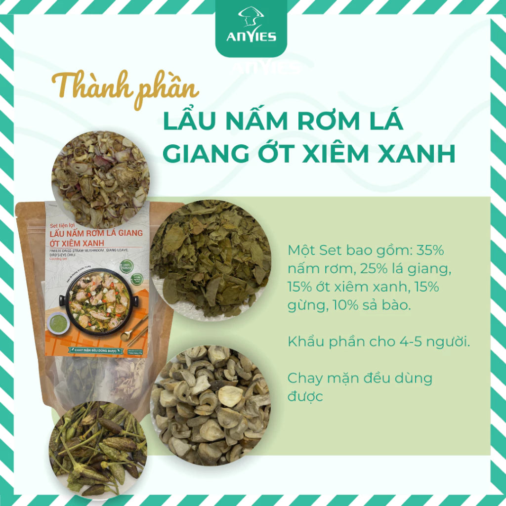 Set Lẩu Nấm Lá Giang Ớt Xiêm Anvies