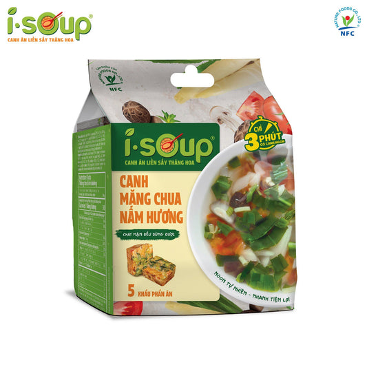 Canh Măng Chua Nấm Hương Ăn Liền ISOUP 50g 05 Viên - Viên Sấy Thăng Hoa