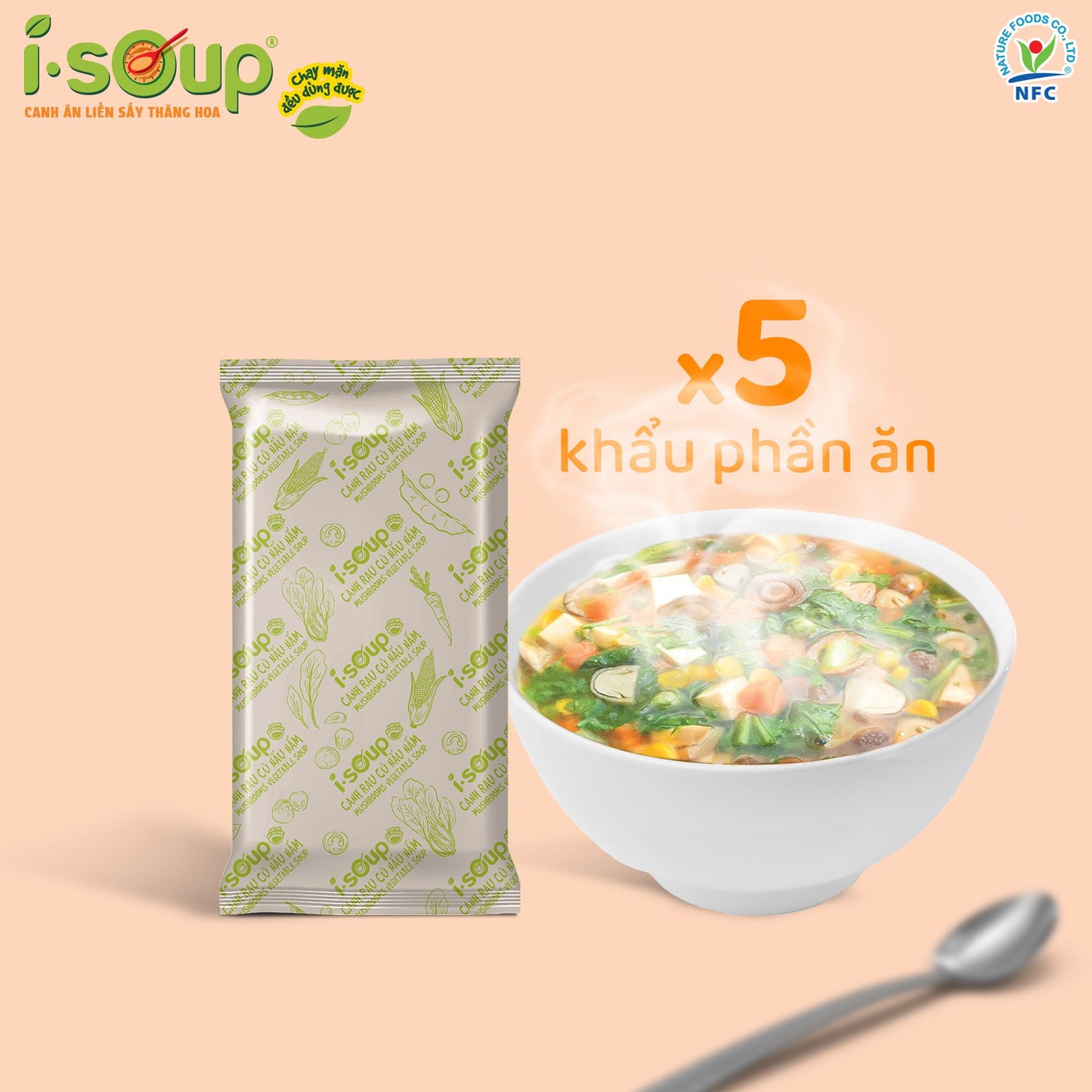 Canh Rau Củ Nấu Nấm Ăn Liền ISOUP 35g 05 Viên - Viên Thăng Hoa
