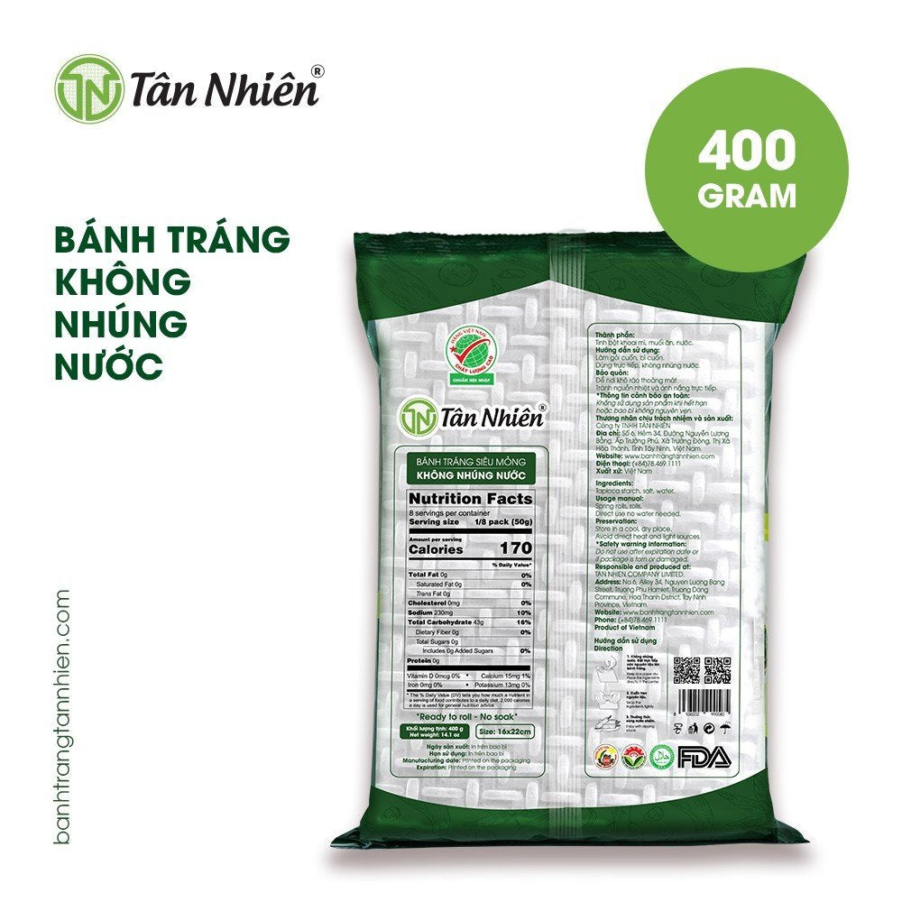 Bánh Tráng Không Nhúng Tân Nhiên 400g