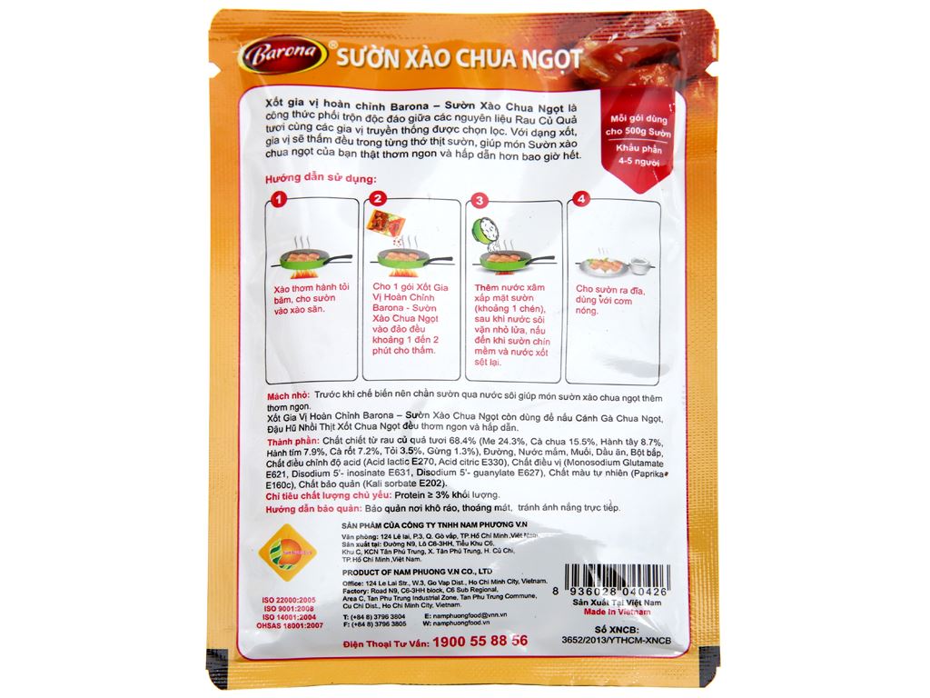 Xốt Gia Vị Hoàn Chỉnh Barona - Sườn Xào Chua Ngọt 80g