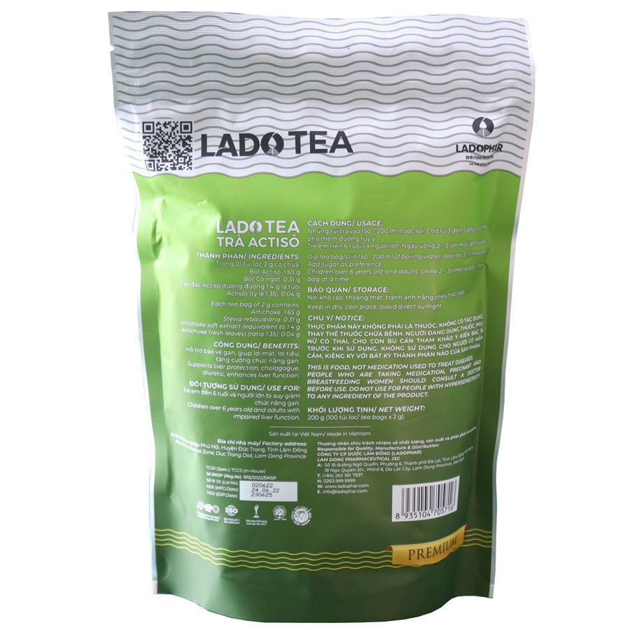 Trà Actiso Lado Tea 100 Túi Lọc