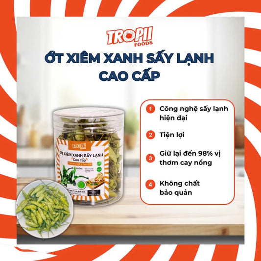 Ớt Xiêm Xanh Sấy Lạnh Anvies 1.8 oz